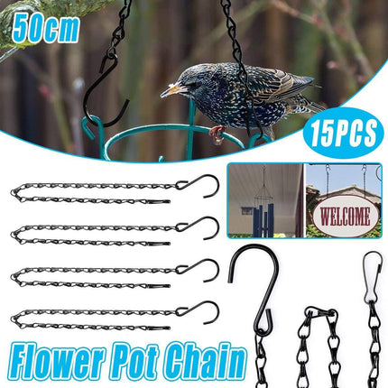 15PCS Metal Hanging Chains for Plants Flower Pot Basket Garden Bird Feeder.