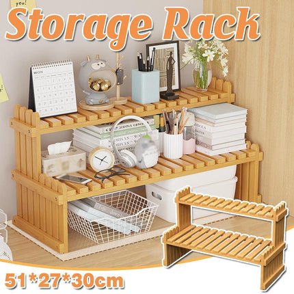2 Tier Bamboo Plant Stand Flower Pot Rack Indoor Outdoor Patio Garden Shelf.