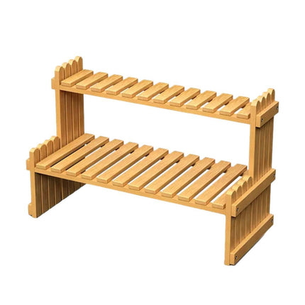 2 Tier Bamboo Plant Stand Flower Pot Rack Indoor Outdoor Patio Garden Shelf.