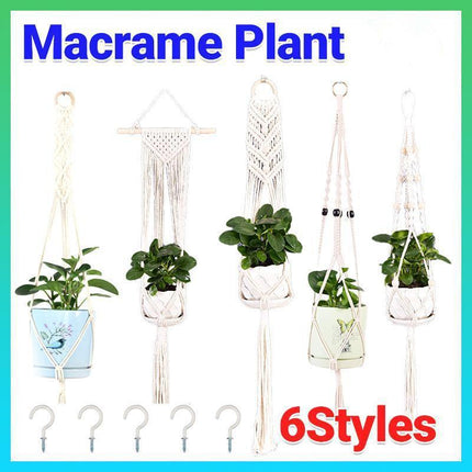 Macrame Plant Flower Pot Holder Hanger Hanging Planter Basket Hemp Rope Braided - #15.