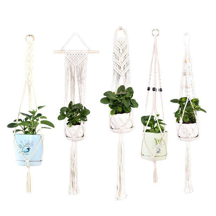 Macrame Plant Flower Pot Holder Hanger Hanging Planter Basket Hemp Rope Braided - #05.