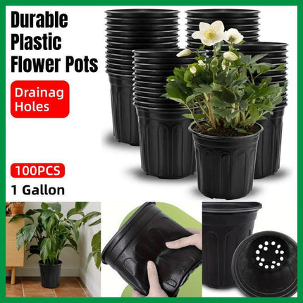 100PCS Black Gallon Soft Plastic Planter Bag Garden Nursery Pot Balcony Grow Bag.