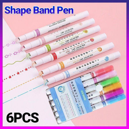 6PCS Dual Tip Line Drawing Pens – Fun Patterned Colour Markers Set.