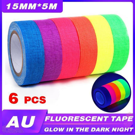 6X Luminous Fluorescent Tape Glow In The Dark Night Self-Adhesive Sticker Strip.
