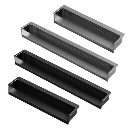 Hidden Recessed Cabinet Handle 120mm 200mm Slotted Drawer Door Pull Furniture - Black-120mm.