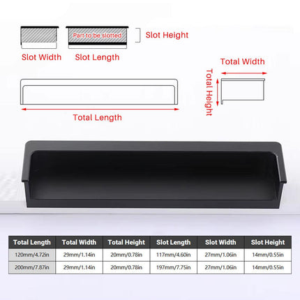 Hidden Recessed Cabinet Handle 120mm 200mm Slotted Drawer Door Pull Furniture - Grey-200mm.
