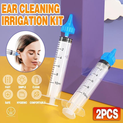 2PCS Ear Cleaning Irrigation Kit Safe Water Flushing Ear Wax Removal Syringe.