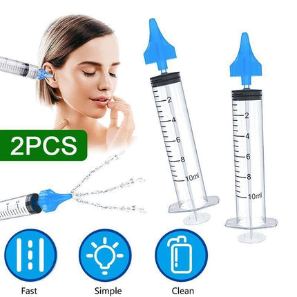 2PCS Ear Cleaning Irrigation Kit Safe Water Flushing Ear Wax Removal Syringe.
