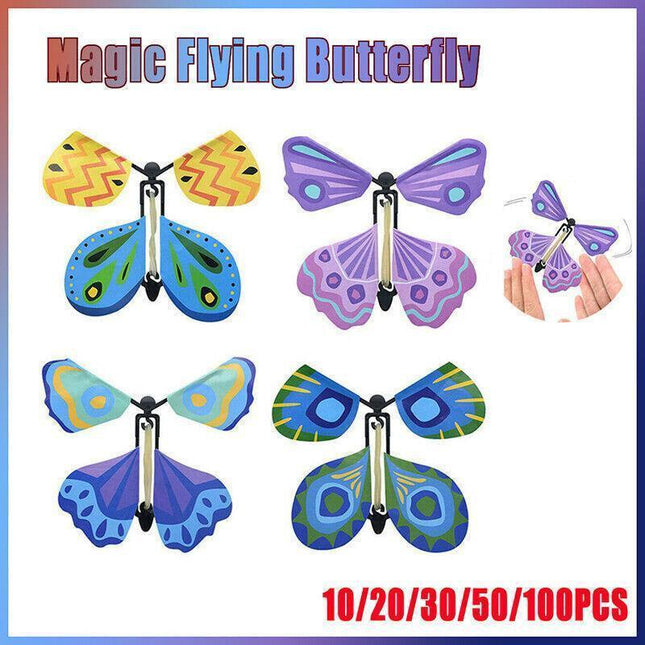Up To 100X Magic Flying Butterfly Toy Anniversary Greeting Card Birthday Wedding - 10PCS.