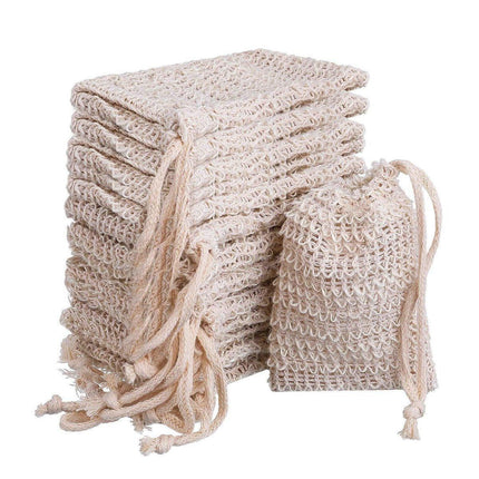 50PCS Soap Exfoliating Bags Cotton Linen Foaming Soap Saver Bag Pouch Drawstring.
