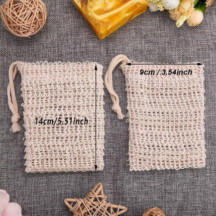 50PCS Soap Exfoliating Bags Cotton Linen Foaming Soap Saver Bag Pouch Drawstring.