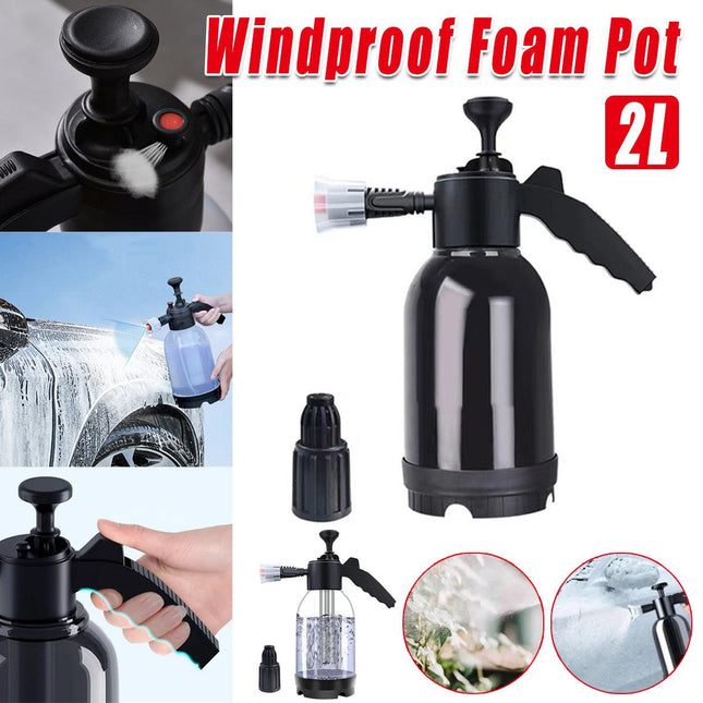 2L Car Wash Foam Sprayer Hand Held Pump Wash Spray Bottle Snow Foam Detailing - White.