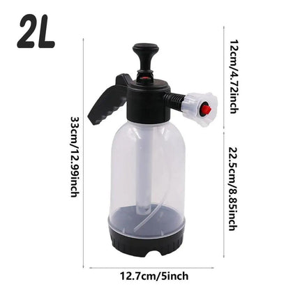 2L Car Wash Foam Sprayer Hand Held Pump Wash Spray Bottle Snow Foam Detailing - White.
