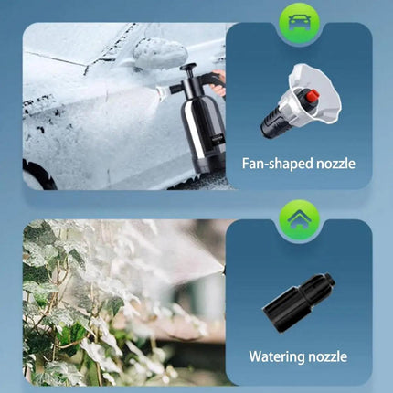 2L Car Wash Foam Sprayer Hand Held Pump Wash Spray Bottle Snow Foam Detailing - White.