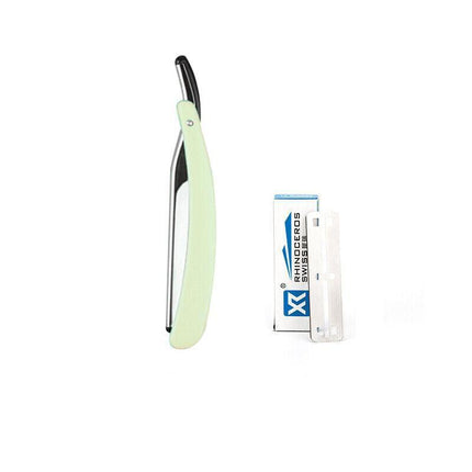 Old Shaver Razor Eyebrow Knife Folding Manual Shaver Holder Home Salon Tool Au - Blue+10PCS Blades.