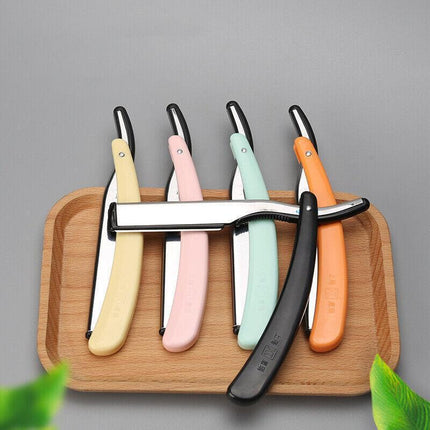 Old Shaver Razor Eyebrow Knife Folding Manual Shaver Holder Home Salon Tool Au - Pink+10PCS Blades.