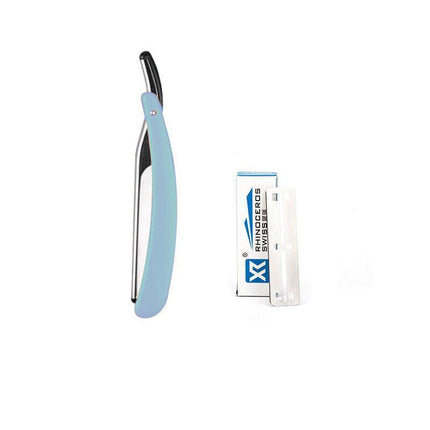Old Shaver Razor Eyebrow Knife Folding Manual Shaver Holder Home Salon Tool Au - Yellow+10PCS Blades.
