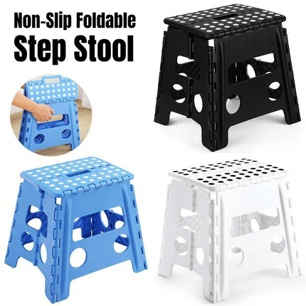 Portable Folding Plastic Stool Lightweight Collapsible Chair for Outdoor Travel - Blue.