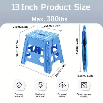 Portable Folding Plastic Stool Lightweight Collapsible Chair for Outdoor Travel - Blue.