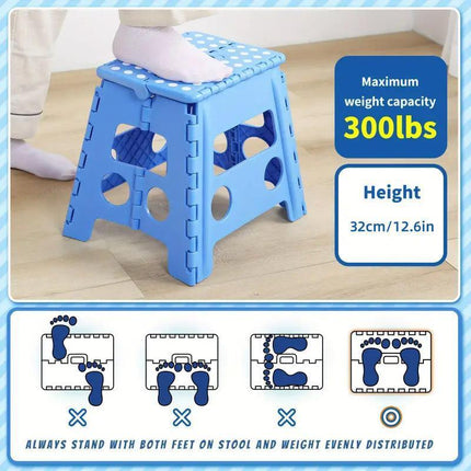 Portable Folding Plastic Stool Lightweight Collapsible Chair for Outdoor Travel - Blue.