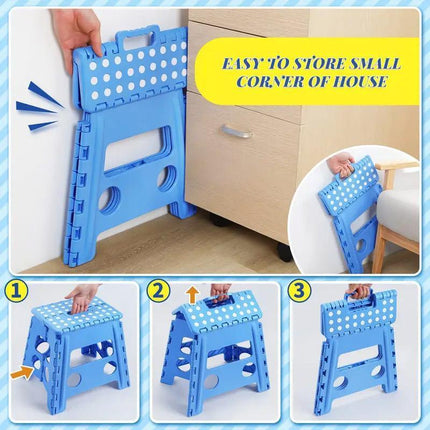 Portable Folding Plastic Stool Lightweight Collapsible Chair for Outdoor Travel - Blue.