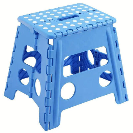 Portable Folding Plastic Stool Lightweight Collapsible Chair for Outdoor Travel - Blue.