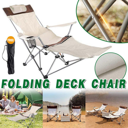 Outdoor Folding Recliner Portable Beach Camping Chair for Sitting and Lying.