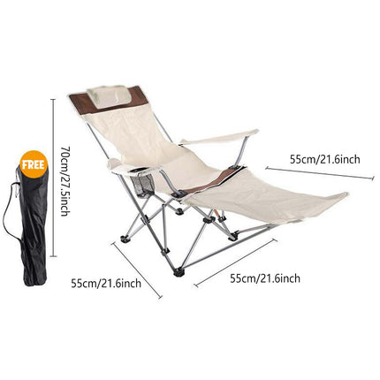 Outdoor Folding Recliner Portable Beach Camping Chair for Sitting and Lying.