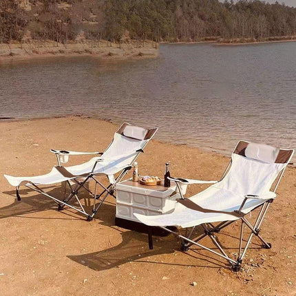 Outdoor Folding Recliner Portable Beach Camping Chair for Sitting and Lying.