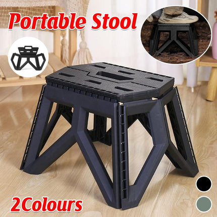 Foldable Stool Portable Fishing Stool Compact Folding Small Bench Outdoor Seat - Black.