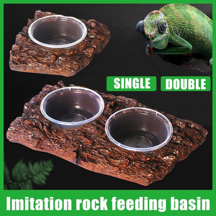 Resin Landscaping Reptiles Bowl Feeder Feeding Water Terrarium Bowls Geckos Dish - Single.
