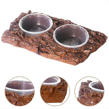 Resin Landscaping Reptiles Bowl Feeder Feeding Water Terrarium Bowls Geckos Dish - Single.
