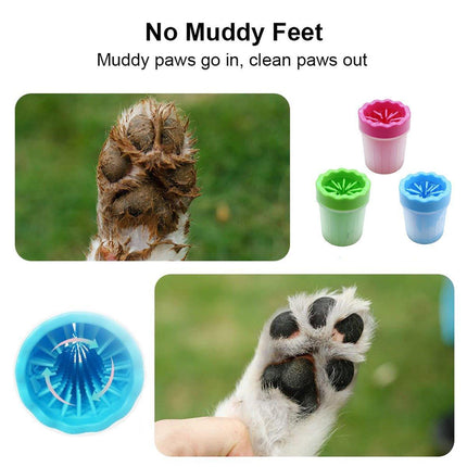 Dog Paw Cleaner Pet cat Foot Washer Cup Feet Clean Brush Cleaning Paws Wash Tool - Blue.