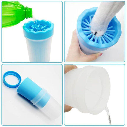 Dog Paw Cleaner Pet cat Foot Washer Cup Feet Clean Brush Cleaning Paws Wash Tool - Blue.