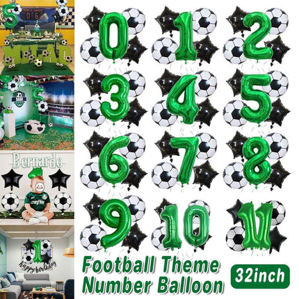 32 Inch Green Soccer Balloons 5 Pieces Set World Cup Birthday Party Decoration - 1.