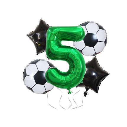32 Inch Green Soccer Balloons 5 Pieces Set World Cup Birthday Party Decoration - 1.