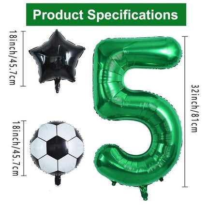 32 Inch Green Soccer Balloons 5 Pieces Set World Cup Birthday Party Decoration - 9.