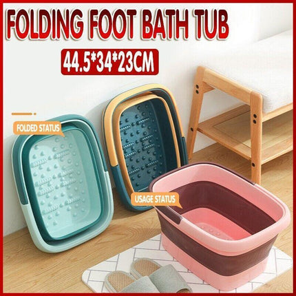 Folding Foot Spa Pedicure Bath Massage Tub Bucket Feet Basin Therapy Luxury - Green.