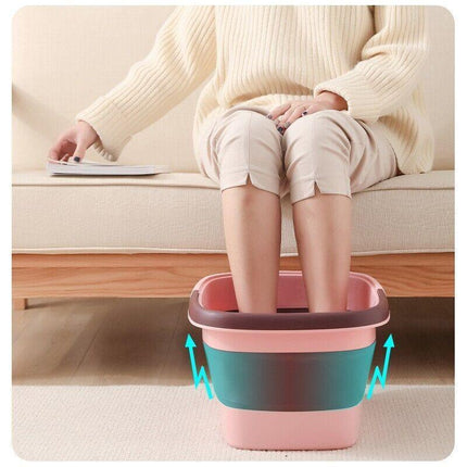 Folding Foot Spa Pedicure Bath Massage Tub Bucket Feet Basin Therapy Luxury - Green.