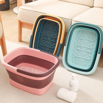 Folding Foot Spa Pedicure Bath Massage Tub Bucket Feet Basin Therapy Luxury - Green.