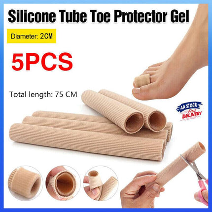 5Pcs Silicone Tube Toe Gel Protector Corn Relief Foot Pain Soft Cushion Pad Cap.