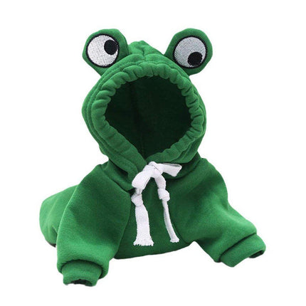 Warm Hooded Cartoon Frog Pet Clothes for Dogs and Cats Autumn Winter Vest - M.