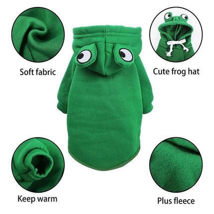 Warm Hooded Cartoon Frog Pet Clothes for Dogs and Cats Autumn Winter Vest - M.