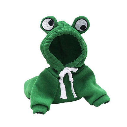 Warm Hooded Cartoon Frog Pet Clothes for Dogs and Cats Autumn Winter Vest - M.