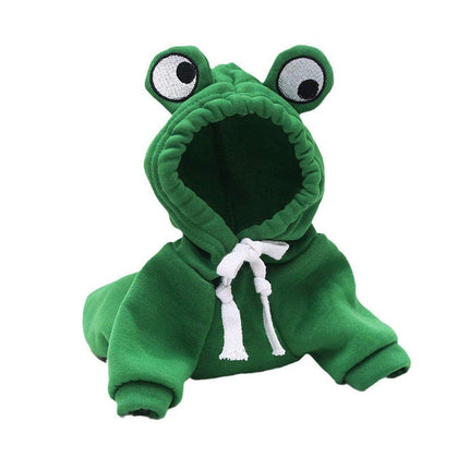 Warm Hooded Cartoon Frog Pet Clothes for Dogs and Cats Autumn Winter Vest - M.