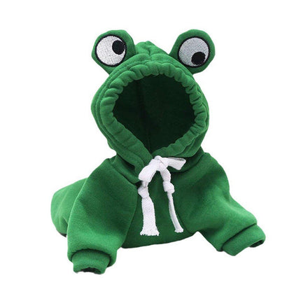 Warm Hooded Cartoon Frog Pet Clothes for Dogs and Cats Autumn Winter Vest - M.