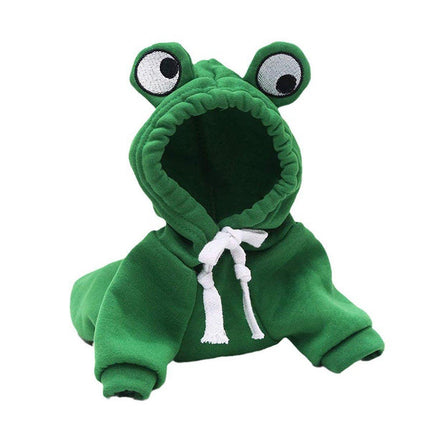Warm Hooded Cartoon Frog Pet Clothes for Dogs and Cats Autumn Winter Vest - M.