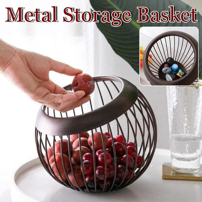 Creative Iron Melon Fruit Basket Capsule Holder Coffee Rack Dried Fruit Storage.