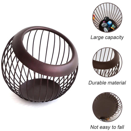 Creative Iron Melon Fruit Basket Capsule Holder Coffee Rack Dried Fruit Storage.