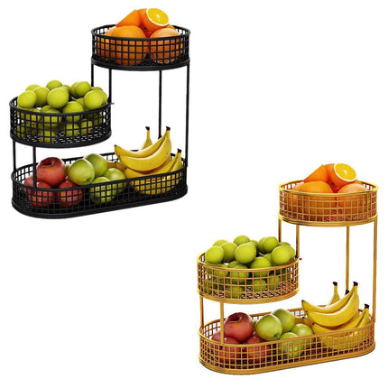 Luxury Multi-Layer Fruit Basket Snack Storage Rack Living Room Coffee Table - Gold.